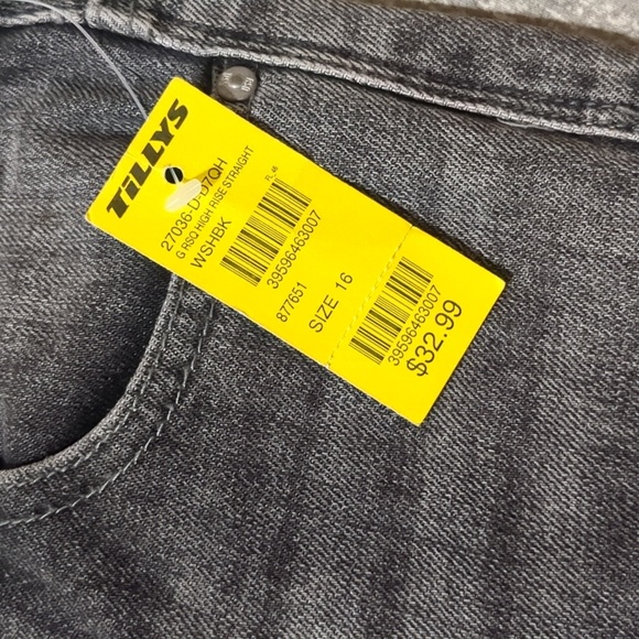 RSQ JEANS High Rise Straight Leg Black Denim Jeans - Girls Size 16 - Picture 9 of 11